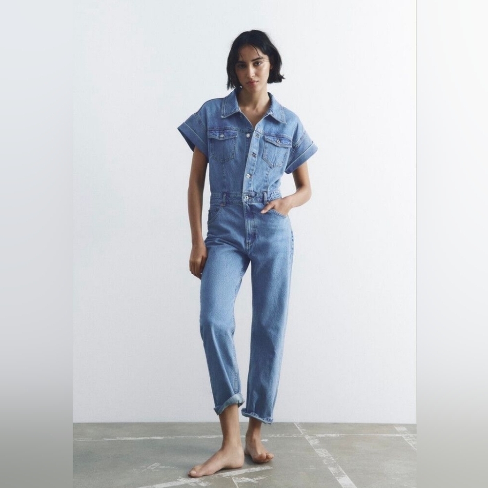 Zara Denim Jumpsuit Sz M